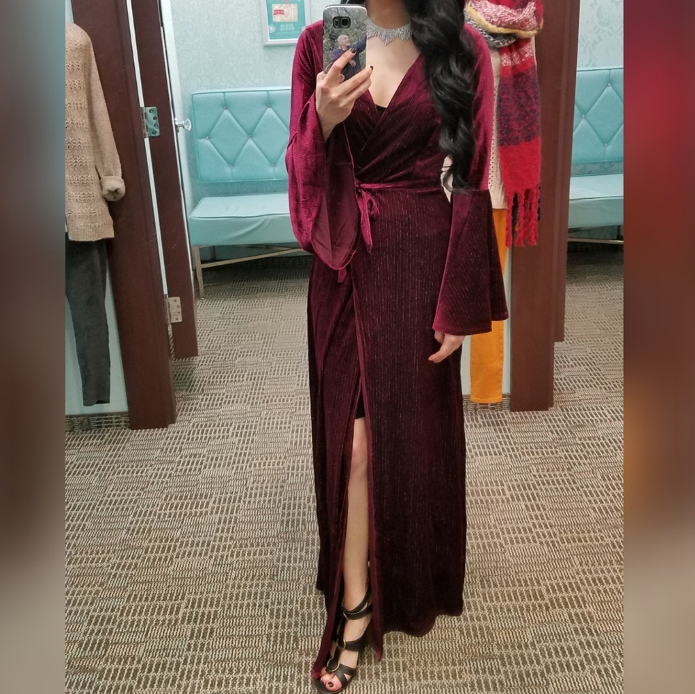 Gorgeous red and silver thread velvet dress
